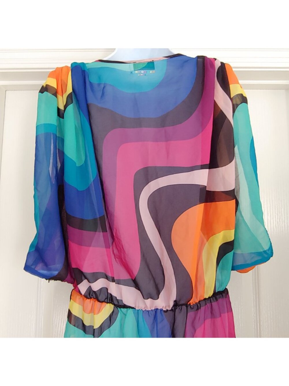 Kurt Geiger Vibrant Abstract Swirl Swim Cover Up Resort Beach Tunic L - Picture 11 of 14